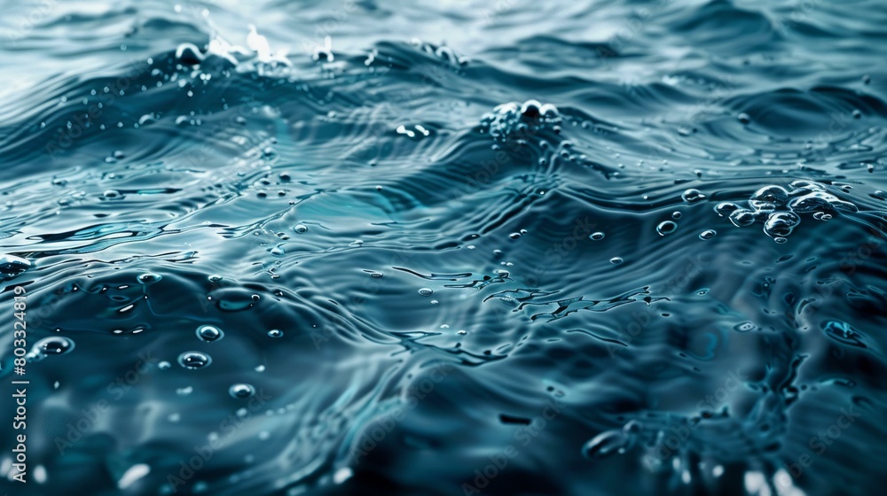 Close-up of the surface of the water with small waves and bubbles Close-up of the surface of the water with small waves and bubbles
