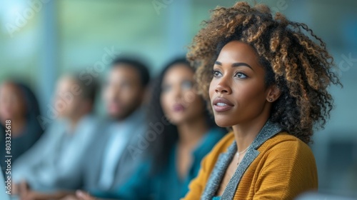 Thoughtful African American businesswoman in a meeting