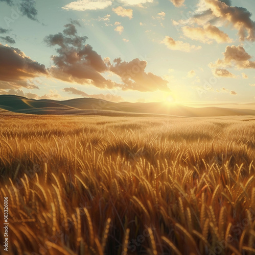 cinematic shot of sunlit fertile fields