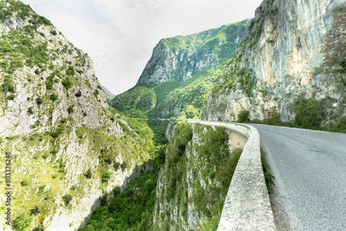 Mountain landscape along the road of Gole del Sagittario, famous canyon in Abruzzo, Italy, L Aquila province photo