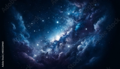 Celestial Depths: A Serenade of Stars in Blues and Purples