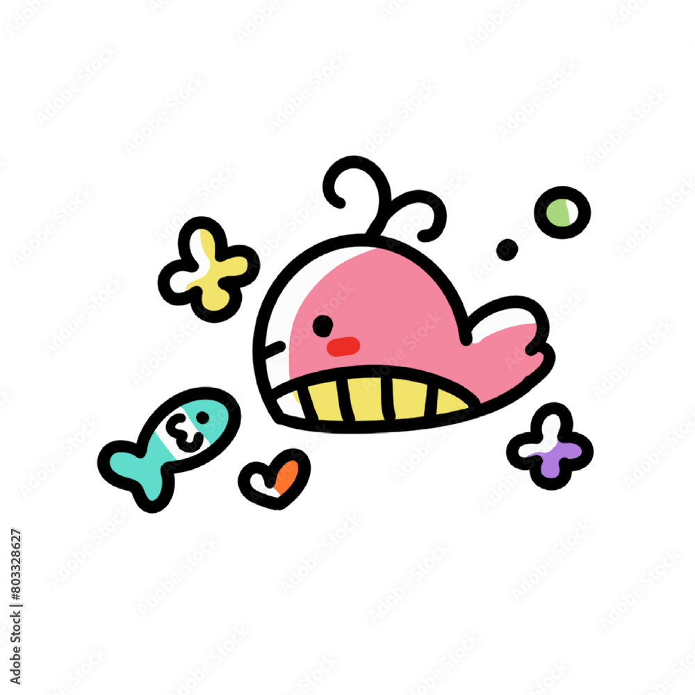 happy whale with fish and heart happy whale with fish and heart
