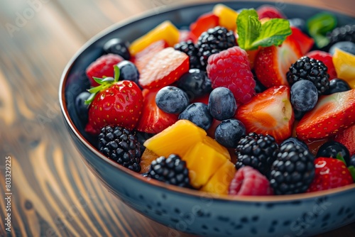 Bowl of Fresh Fruit on Table