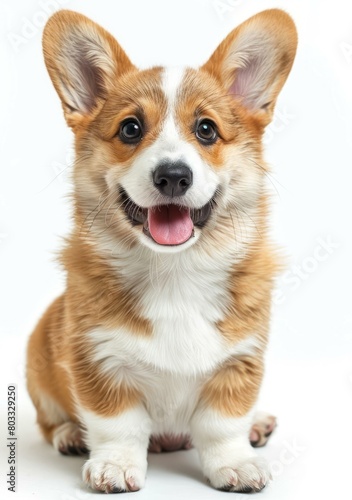 A cute corgi puppy with a happy expression on its face photo