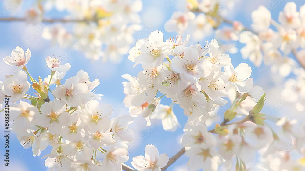 Spring's Whisper: Cherry Blossoms Against a Clear Sky Spring's Whisper: Cherry Blossoms Against a Clear Sky