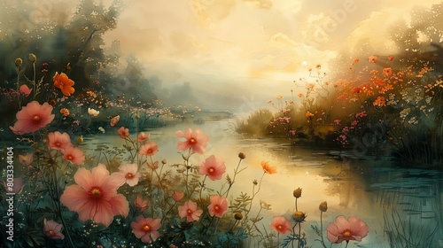 Peaceful Meadow of Blooming Flowers, generative ai © Matus