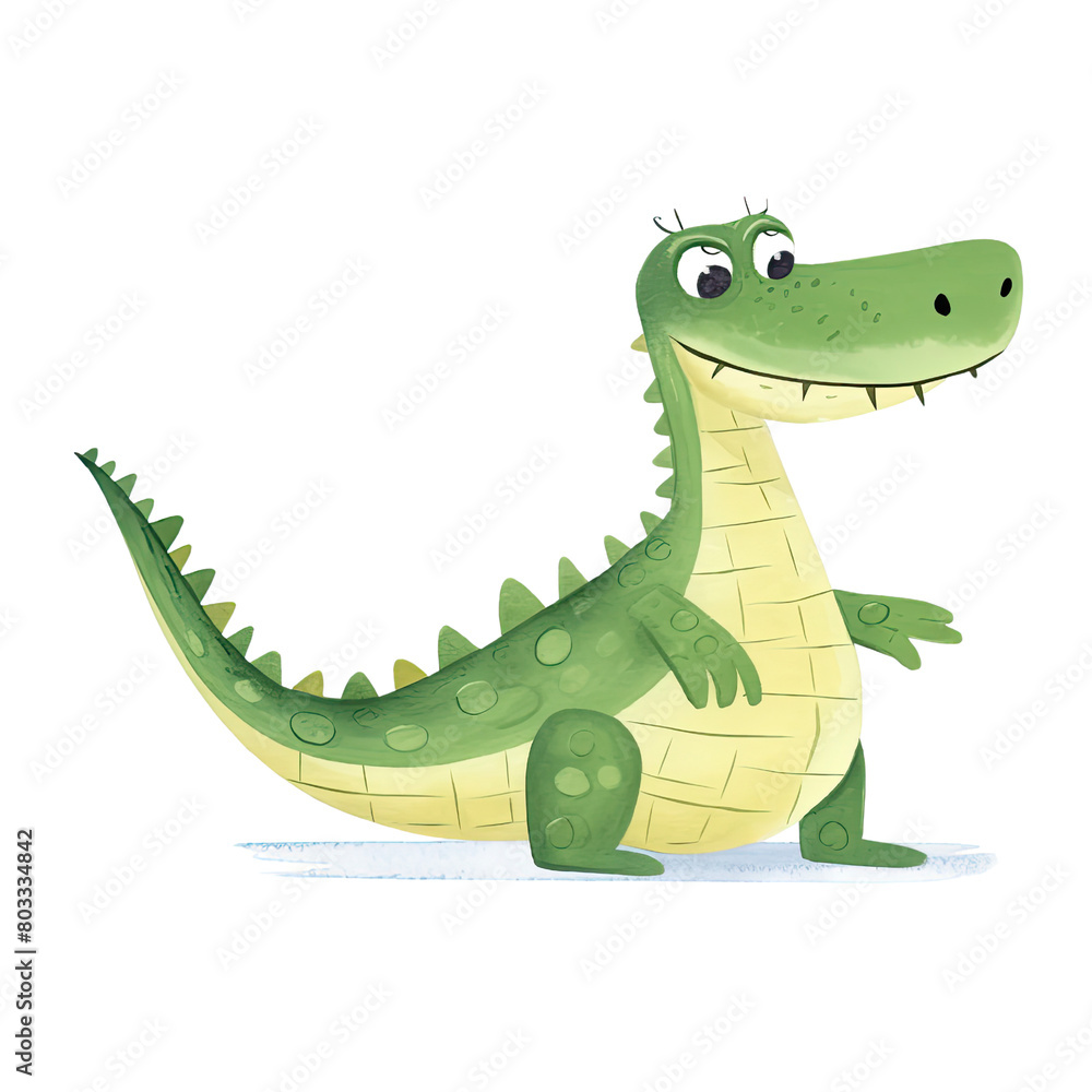 Fototapeta premium AI-Generated Watercolor Alligator Clip Art Illustration. Isolated elements on a white background.