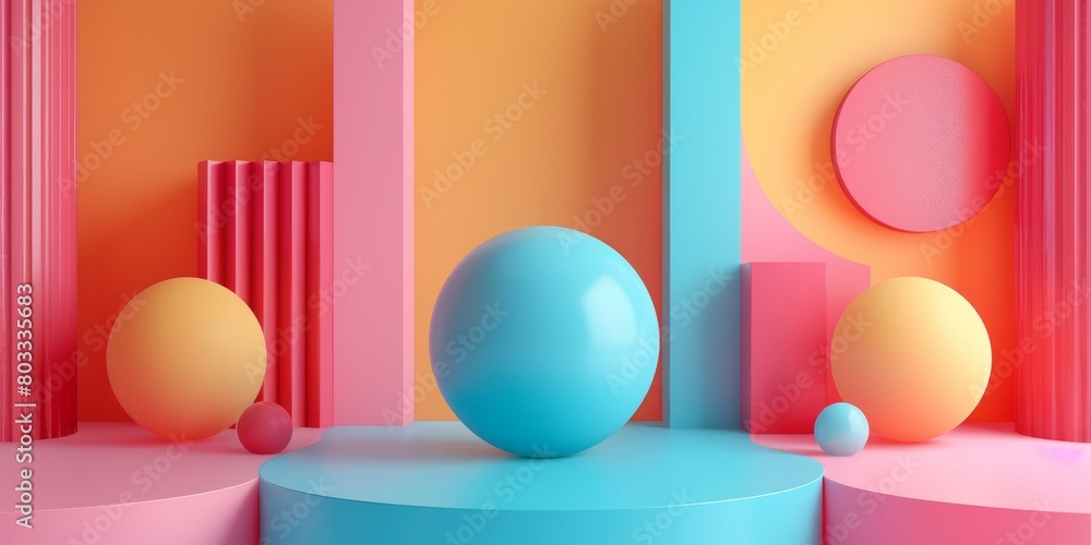 3D rendering of colorful geometric shapes 3D rendering of colorful geometric shapes