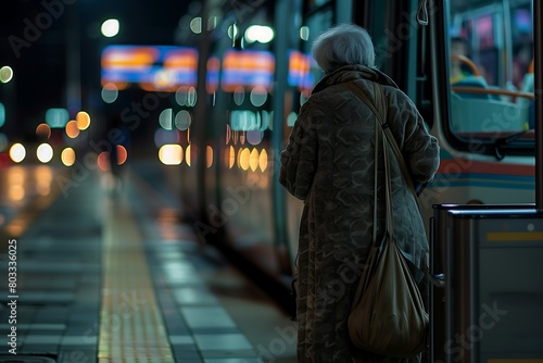 Senior Woman Boarding Night Bus © Edifi 4