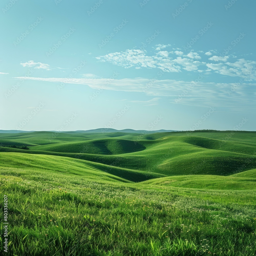 idyllic green rolling hills landscape