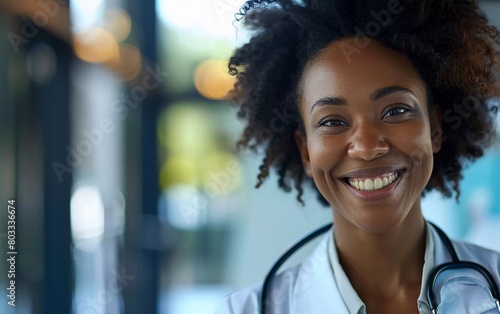smiling female doctor with stethoscope looking forward