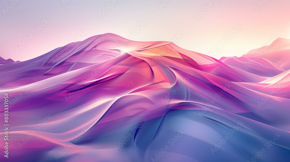 Colorful abstract mountain landscape with smooth gradient colors