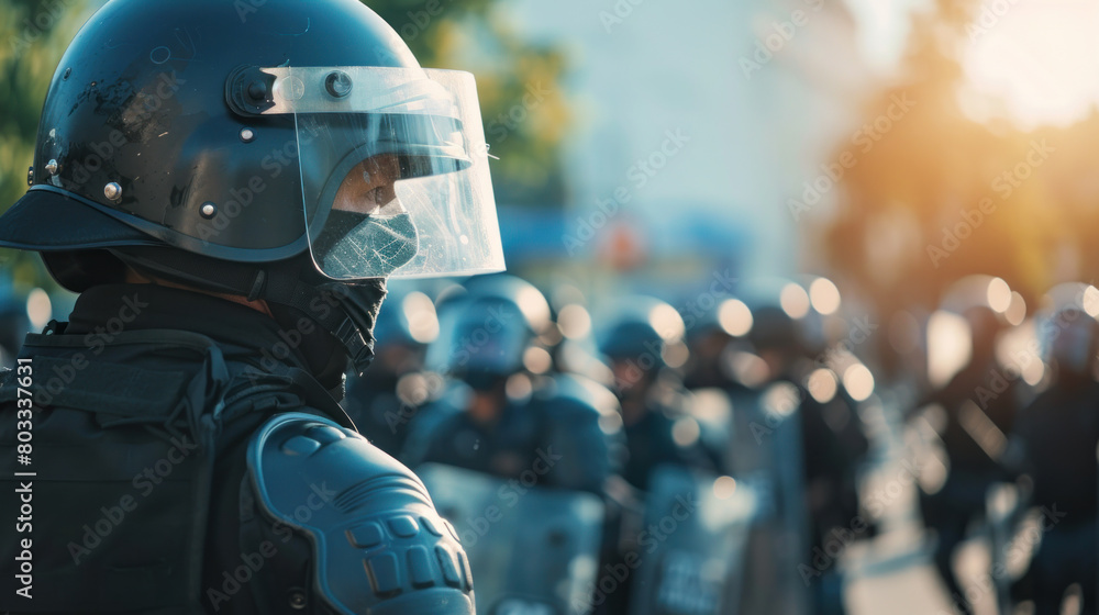 Obraz premium Anti-riot police squad on the street
