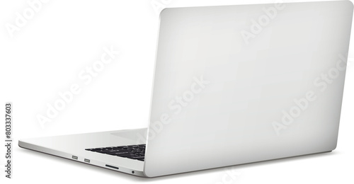 Laptop backside isolated on white background