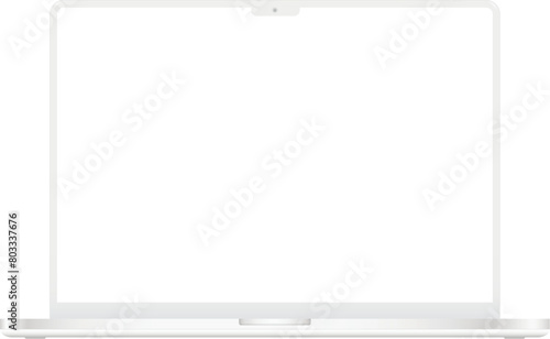 Laptop computer clay mockup isolated on white background