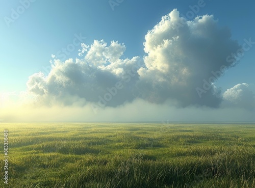 Green Grass Field Under Blue Sky and White Clouds