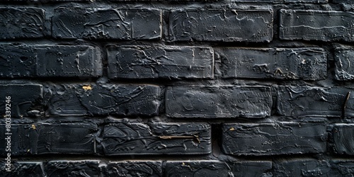Black painted brick wall texture background