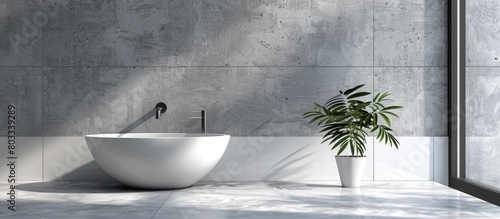 Contemporary white sink with faucet in the restroom.