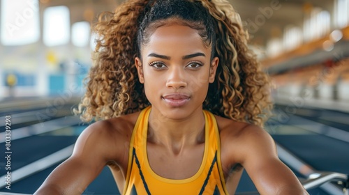 Intense rower s facial expression in final race stretch at summer olympics sport concept