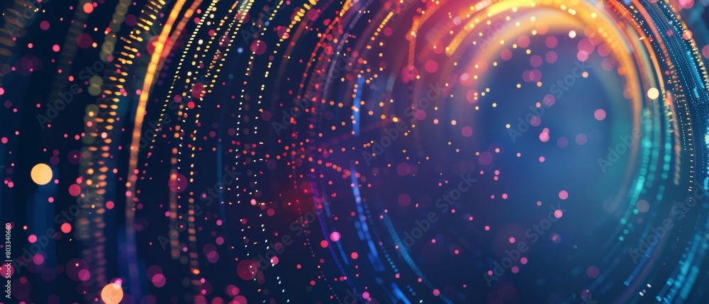 Obraz premium Abstract background with digital technology and data, big limbs style, holographic gradient color, sparkles Generative AI