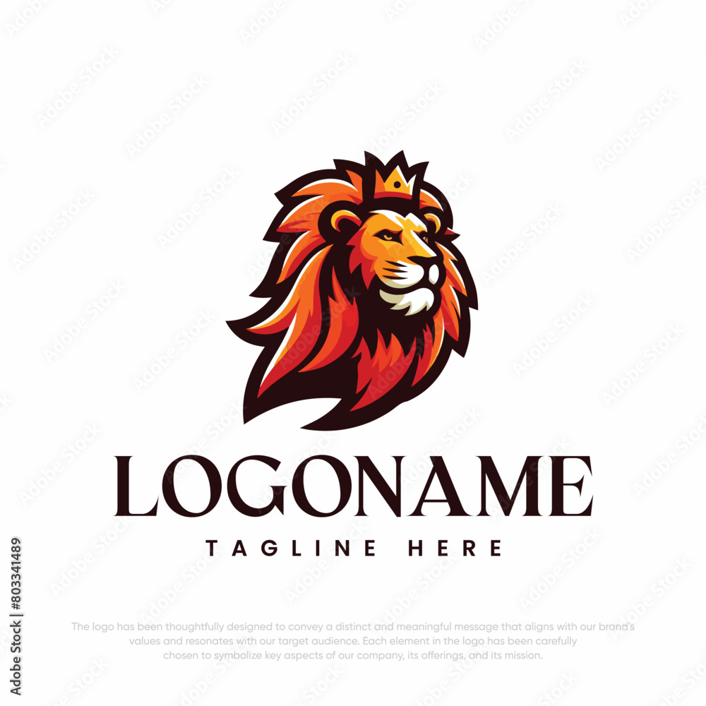 Lion King logo design isolated on black Lion King logo design isolated on black