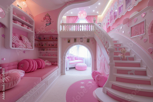 pink themed nursery interior background