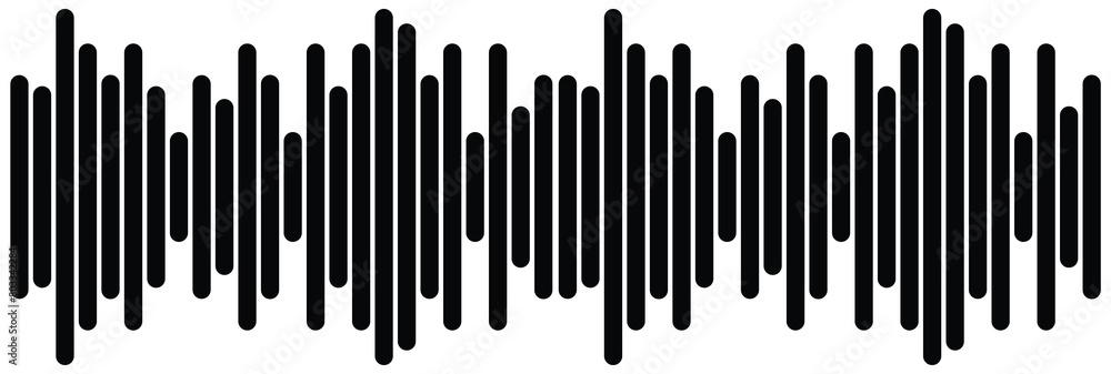 Radio Wave icon. Monochrome simple sound wave on whitet background. Vector sound wave icon. Music player sound bar. Record interface. Equalizer icon with soundwave line. vector illustration. Eps 10 Radio Wave icon. Monochrome simple sound wave on whitet background. Vector sound wave icon. Music player sound bar. Record interface. Equalizer icon with soundwave line. vector illustration. Eps 10
