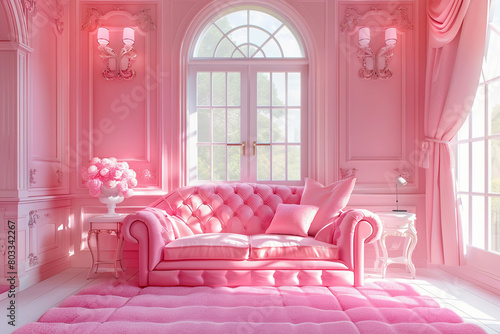 pink themed living room interior background  © pcperle