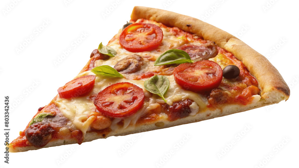 A fresh pizza slice isolated on Transparent background. A fresh pizza slice isolated on Transparent background.