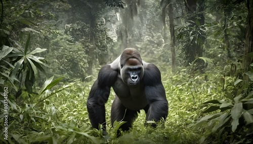 A Majestic Silverback Gorilla Leading His Troop Th