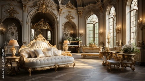 ornate and opulent rococo style bedroom