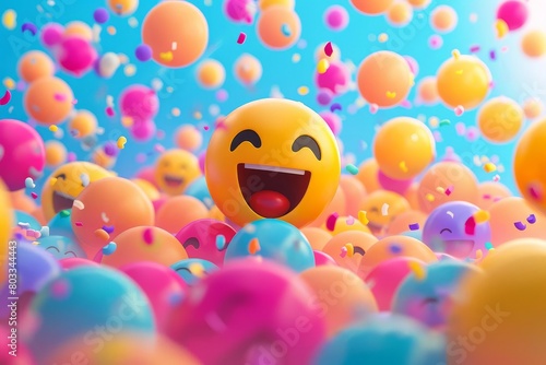 colorful 3d emojis bursting with joy celebratory abstract background photo