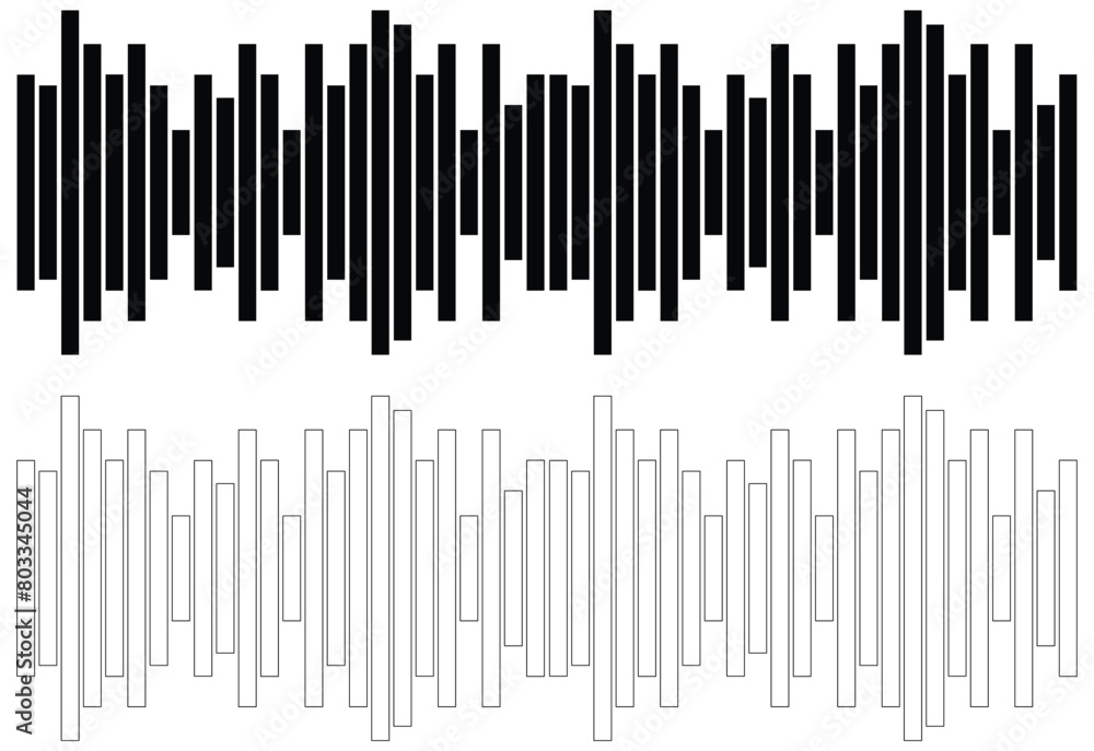 Radio Wave icon. Monochrome simple sound wave on whitet background. Vector sound wave icon. Music player sound bar. Record interface. Equalizer icon with soundwave line. vector illustration. Eps 10 Radio Wave icon. Monochrome simple sound wave on whitet background. Vector sound wave icon. Music player sound bar. Record interface. Equalizer icon with soundwave line. vector illustration. Eps 10