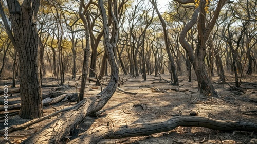 Dry wood trees still stand in natural forests .