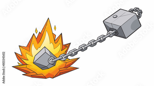 A blob of hot metal is forced through a die with multiple openings creating a chainlike structure with a consistent thickness and length. The objects. Cartoon Vector