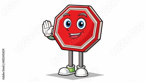 A bright red stop sign with reflective material and clear lettering p at every corner of an intersection to ensure drivers stop and properly check for. Cartoon Vector