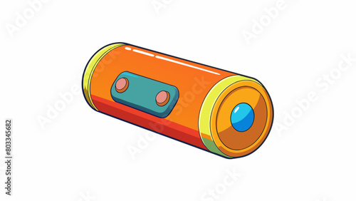 A brightly colored cylindrical object with a small opening on one end and buttons on the side. It has a small speaker and can record and play back. Cartoon Vector