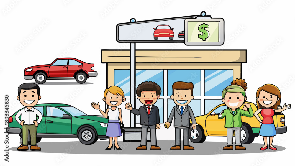 A car dealership has a revenue of 1 million dollars per quarter. Its revenue is characterized by a showroom filled with various car models a team of. Cartoon Vector A car dealership has a revenue of 1 million dollars per quarter. Its revenue is characterized by a showroom filled with various car models a team of. Cartoon Vector