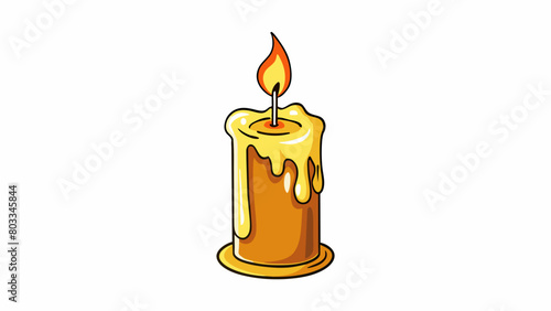 A candle burns steadily its wick slowly shortening as the wax drips down marking the passing hours with its warm glow.. Cartoon Vector