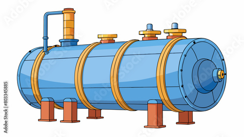 A chemical reactor tank used in industrial manufacturing. It is a large horizontal vessel made of corrosionresistant metal with various pipes and. Cartoon Vector