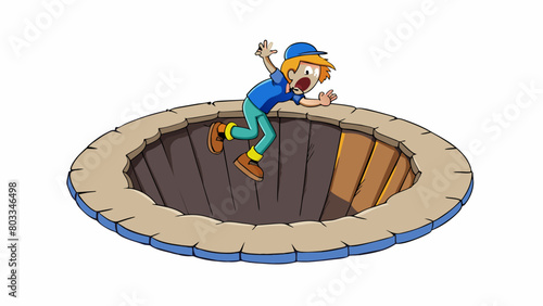 A deep dark bottomless pit that you cant climb out of no matter how desperately you struggle and reach for the surface.. Cartoon Vector