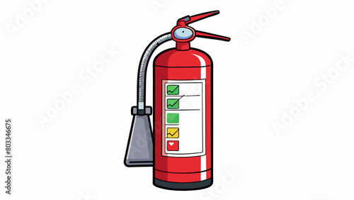 A fire extinguisher with clear instructions and a colorcoded pressure gauge easily accessible on a wall in case of emergency and designed to quickly. Cartoon Vector