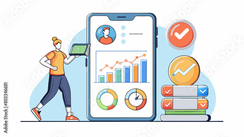 A fitness tracking app that helps users set goals track progress and stay motivated on their fitness journey.. Cartoon Vector