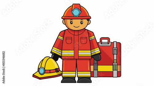 A firefighters uniform and gear symbolizing the immense responsibility and bravery of protecting and rescuing members of the community during. Cartoon Vector