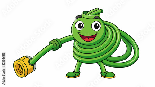 A garden hose representing the responsibility of regularly maintaining and taking care of a garden or outdoor space.. Cartoon Vector