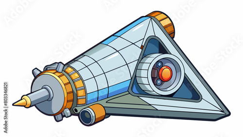 A futuristic engine with a triangular form made from a lightweight spaceage material and equipped with advanced computerized technology. It runs on a. Cartoon Vector