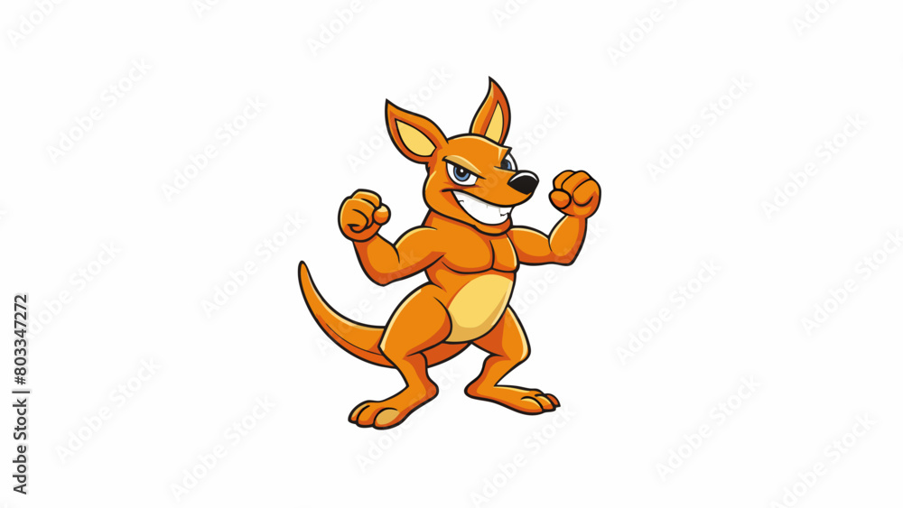 A kangaroo rears up on its hind legs its big powerful arms ready to launch a quick jab at an intruder that dared to enter its territory.. Cartoon Vector A kangaroo rears up on its hind legs its big powerful arms ready to launch a quick jab at an intruder that dared to enter its territory.. Cartoon Vector
