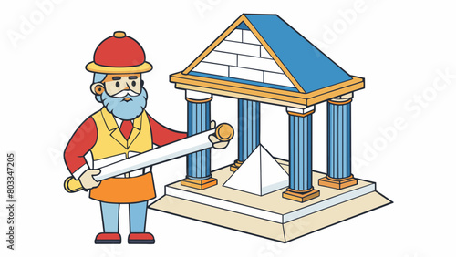 A historian is an architect building a sy framework of knowledge about the past. They carefully lay the foundation of facts and evidence then. Cartoon Vector