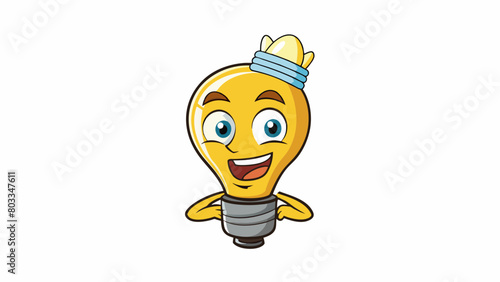 A lightbulb turning on inside a cartoon characters head symbolizing an idea or realization. The bulb shines bright and warm representing a moment of. Cartoon Vector