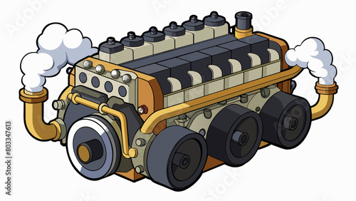 A large powerful engine with a rectangular shape made of durable steel and capable of generating immense energy. It has a complex system of gears and. Cartoon Vector